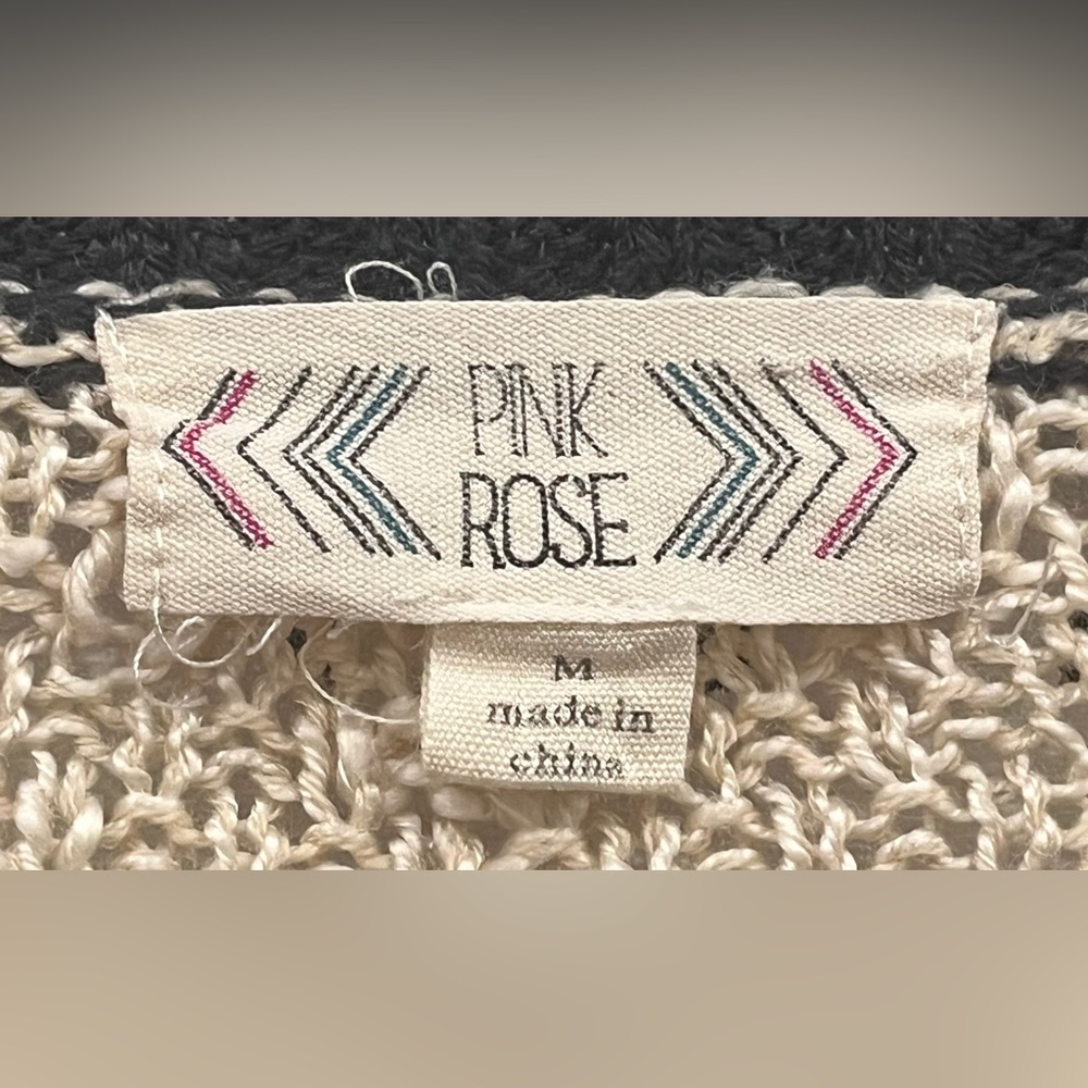 Pink Rose Size M Black and Cream Striped Sweater. - Picture 7 of 9